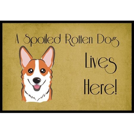 Carolines Treasures BB1502JMAT Red Corgi Spoiled Dog Lives Here Indoor & Outdoor Mat; 24 X 36 In.